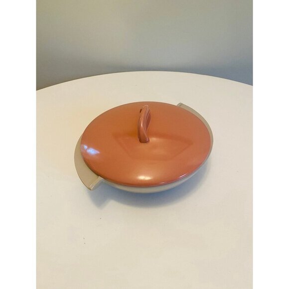 Vintage Boonton Covered Serving Bowl, Gray Bowl with Pink Lid, Serving Bowl - Picture 9 of 9